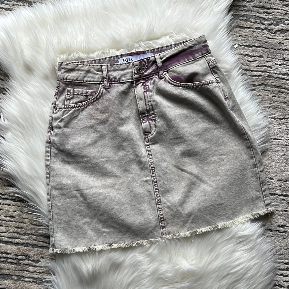Zara purple acid wash mini Jean skirt. Size small. Perfect condition! Worn once